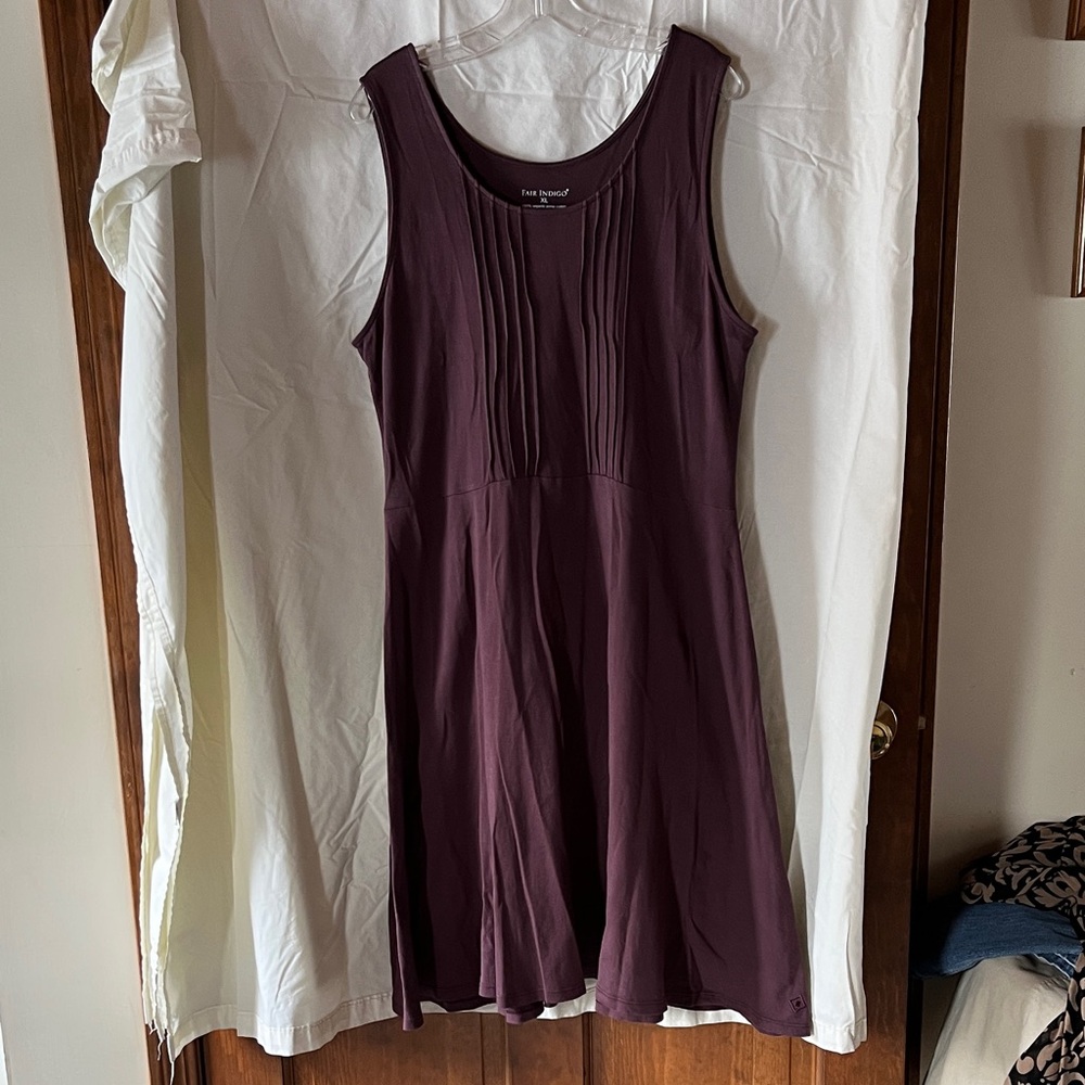 Fair Indigo organic cotton Elegant Purple Midi Dress